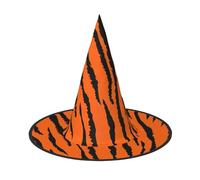 Sombrero de bruja naranja de leopardo tigre para adultos, accesorio festivo para fiestas, bailes de máscaras, cosplay y carnaval