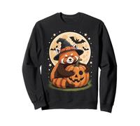 Sombrero de Bruja Panda Rojo de Halloween Calabaza Espeluznante Sudadera