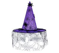 Sombrero de bruja para Halloween, sombreros malvados con velo de encaje para calabaza, jardín, monstruos, decoraciones de fiesta, cosplay, accesorio de disfraz de Halloween, arañas, telaraña, sombrero