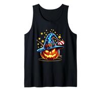 Sombrero de Bruja patriótico Jack O Lantern con Estrellas y Rayas Camiseta sin Mangas