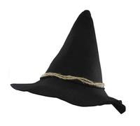 Sombrero de bruja unisex clásico y elegante, sombrero de mago con ala ancha, sombrero de encaje minimalista gótico, accesorio de disfraz de material de fieltro para fiestas temáticas, Estilo-j01 Negro