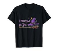 Sombrero de Bruja y Escoba con Texto en inglés I Put A Spell On You, Divertido Halloween Camiseta gráfica económica, Hombre, Negro, XL