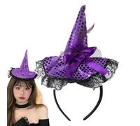 Sombrero De Brujas - Diadema De Disfraz De Halloween | Lentejuelas, Lace Hoop Band, Fancy Disch Hair Accessory - Girls, Niños, Mujeres, Partido, Cosplay, Evento Escolar, Gathering The Cymed, Fun F