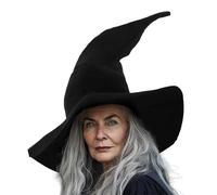 Sombrero De Brujas,Sombreros De Brujas Negras De Halloween | Sombrero de bruja puntiagudo curvado - Mejorador de disfraces de Halloween para niña, Elegancia negra plegable, Cosplay de mascarada de fie