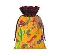 Sombrero de cactus y chile artesanal de arpillera con cordón, una elegante bolsa de regalo textil perfecta para cualquier ocasión