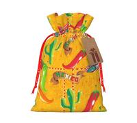 Sombrero de cactus y chile impreso, 1 bolsa de Navidad con cordón para todos los adultos para dar regalos de Halloween
