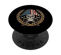 Sombrero de Calavera Pirata con Bandera de EE. UU., Vintage, patriótico, para Hombres, Mujeres y niños PopSockets PopGrip Adhesivo