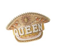 Sombrero de capitán de novia con diamantes de imitación para mujer, sombrero de novia, lentejuelas brillantes, llamativos accesorios para fotos, moda de lujo
