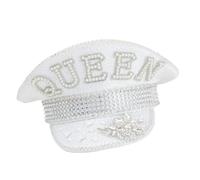 Sombrero de capitán de novia con diamantes de imitación para mujer, sombrero de novia, lentejuelas brillantes, llamativos accesorios para fotos, moda de lujo