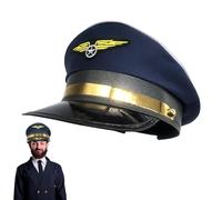 Sombrero de capitán de piloto - aspecto auténtico de piloto de la aviación azul marino | Sombrero de capitán con correa ajustable para un ajuste cómodo | Azul marino ?ilot Airline Ca?tain ?tain ?at