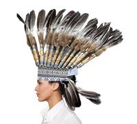 Sombrero De Chef Con Plumas Indígenas - Tocado Tradicional De Plumas Para Hombres Y Mujeres | Impresionante Arreglo De Plumas, Cómodo De Llevar, Ideal Para Cosplay, Celebraciones Temáticas Y