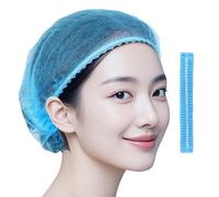 Sombrero de chef no tejido de alta elasticidad con doble banda de goma unisex, protector para el cabello, resistente al aceite, alimentos, 100 unidades, desechables, para cocina, a prueba de pelo, no
