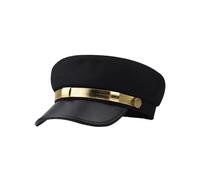 Sombrero de chofer negro clásico vintage con hebilla dorada, cinturón de boina de pico, gorra de taxista, sombrero de capitán marinero, unisex, uso diario, Negro -, talla única