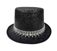 Sombrero De Cilindro,Accesorio Para La Cabeza Unisex Con Cristales De Strass - Sombrero De Disfraz Con Acabado Brillante - Para Adultos Para Cosplay Para Espectáculos De Magia Para Fiestas De Carnaval