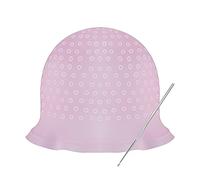 Sombrero de Coloración Herramientas De Peluquería Reutilizable Tapa de Resaltado de Silicona Con Aguja De Gancho De Metal, Rosa