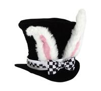 Sombrero de conejo con orejas de conejo, sombrero de terciopelo para disfraz de conejo | Chapeur d'oreille de lapin de Pâques en peluche para adultos, conejo sombrerero loco, accesorio de