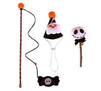 Sombrero de cono de Halloween para varita de juguete de interior para felinos varilla, palo de Halloween, gatos y felinos, suministros divertidos para gatos, juguete para interiores