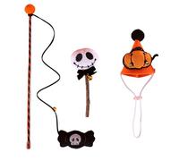 Sombrero de cono de Halloween para varita de juguete de interior para felinos varilla, palo de Halloween, gatos y felinos, suministros divertidos para gatos, juguete para interiores