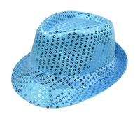 Sombrero de Copa con Lentejuelas Brillantes para Carnaval y Fiestas, Accesorio Elegante para Caballero, Talla única Ajustable (Sky Blue, One Size)