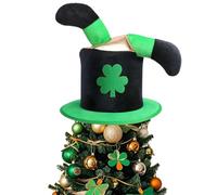 Sombrero de Copa de Árbol para Adulto - Terciopelo 33x32.5x32.5cm | para árbol de San Patricio con Bordado de trébol, diseño de Copa Alta, decoración navideña, decoración para del día de