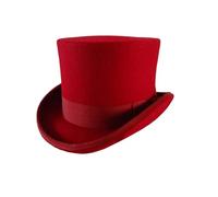 Sombrero de copa de fieltro de poliéster for hombres y mujeres, sombrero de copa cilíndrica, vestido de fiesta, disfraz, sombrero de teatro de mago Fedora Para Fiesta Temática O Complemento(Red,L)
