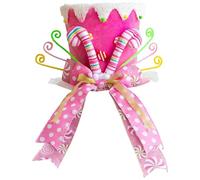 Sombrero De Copa para Árbol De Navidad - Decoración De Mesa De Fieltro Rosa | Decoración De Cinta A Rayas con De Bastón De Grande | Añade Alegría Y Decoraciión De Mesa