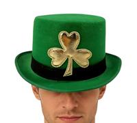 Sombrero de copa para mujer - Sombrero de diseño de planta con estampado dorado - Sombreros de cilindro del día de San Patricio | Para magos, adultos, ancianos - Actuaciones teatrales y juegos de rol