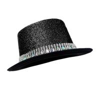 Sombrero de copa - Sombrero unisex con diamantes de imitación para de cosplay, sombrero de mago brillante, accesorio de disfraz para adultos, espectáculos de magia, carnavales, bailes de