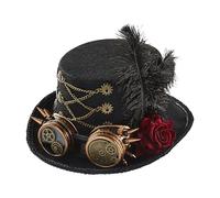 Sombrero de copa steampunk, disfraz gótico con gafas, sombrero de fieltro ajustable, accesorio retro punk para hombres, mujeres, adolescentes, adultos, teatro, circo, actuaciones, eventos de cosplay
