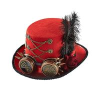 Sombrero De Copa Steampunk - Gafas Clásicas Y Chistera De Estilo Gótico,Ajustable De Fieltro Unisex Para Teatro Circo Fiestas Y Cosplay