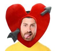 Sombrero de corazón de peluche - Tocado con forma de corazón de 25 cm | Accesorio suave para disfraz, tocado con corazón de amor rojo para adultos, niños, fiestas, fantasía, atuendo, disfraces, cos