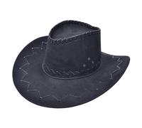 Sombrero de Cowboy Cosido Negro Adultos Salvaje Oeste Accesorio para Disfraz
