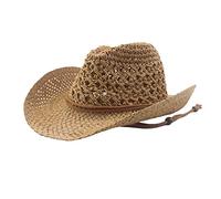 Sombrero de Cowboy de Paja Western con Banda para Hombre y Mujer, Vaquero Occidental Bush Hat Visera de Verano para Playa