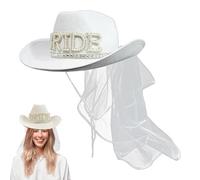 Sombrero De Cowboy Rhinestone - White Cowgirl Hat Weddings, Decoración De Ducha De Boda | Sombrero De Ducha De Novia De Vaquera De La Cuenca De Novia De Vaquera Y Sofisticado, Sombrero De