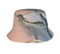Sombrero de Cubo de mármol con Tinta Dorada Oriental para Mujeres y Hombres, Sombrero de Pescador Plegable a la Moda para Viajes, Vacaciones en la Playa