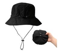 Sombrero de Cubo Gorra de Fiesta Sombrero de Pescador Sombrero de Safari de Secado rápido Sun Protección UV Mesh Boonie Hat con Correa de Barbilla Ajustable Impermeable Transpirable (Negro)