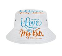 Sombrero de Cubo I Love My Kids Go Back to School Moda Unisex Packable Travel Sun Caps Adolescentes Mujeres Hombres Novedad Sombreros al Aire Libre