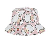 Sombrero de Cubo para Mujeres y Hombres, Linda Oveja con Estampado de Fresa Sombrero para el Sol, Empacable, Unisex para Verano, Playa, al Aire Libre