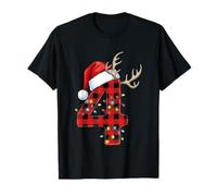 Sombrero de Cuernos número 4 a Cuadros de Feliz Navidad Camiseta