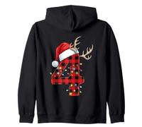 Sombrero de Cuernos número 4 a Cuadros de Feliz Navidad Sudadera con Capucha