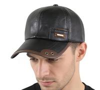 Sombrero de Cuero | Accesorio De Cabeza Cálido Y De - Gorra De Invierno Ajustable para Deporte y Al Aire Libre | para Viaje Senderismo Ciclismo Montar y Camping, Negro