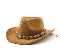 Sombrero de Curva de Ante Vaquero Estilo Western para Mujer, Estilo Jazz inglés.330#A