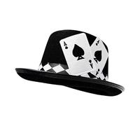 Sombrero de de cartas de juego, gorra de mago, gorra clásica de mago, sombrero de de cartas de juego en y negro, magos de actuación en escenario para adultos, traje de