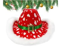Sombrero De De Navidad - Sombrero De De Santa Claus Rojo Con Borde , Cláusula De Santa Claus Fedora | Sombreros Occidentales De Papá Noel |Sombreros De De