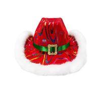 Sombrero De De Navidad - Sombrero De De Santa Claus Rojo Con Borde , Cláusula De Santa Claus Fedora | Sombreros Occidentales De Papá Noel |Sombreros De De