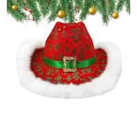 Sombrero De De Navidad - Sombrero De De Santa Claus Rojo Con Borde , Cláusula De Santa Claus Fedora | Sombreros Occidentales De Papá Noel |Sombreros De De