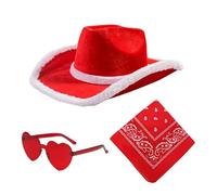Sombrero De De Navidad,Sombrero De De Santa,Sombreros de fiesta Sombreros de - 3X De Vaquera Gafas De Corazón Bandana Vintage, De Fiesta De Navidad Ajustable, Accesorios De Disfraces