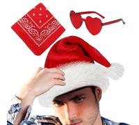 Sombrero de de Santa Claus, sombrero de vaquera de Navidad - Sombreros de Sombreros de - Sombrero de de Navidad con gafas en forma de corazón 3X, sombrero de vaquera de