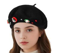 Sombrero de decoración navideña genérico - Beret Hat Christmas Decoration Hats | Warm Beanie Caps | Women's Berets for Artist Girls Women Ladies Dress Costume Birthday Holiday Fall Winter, Negro 70