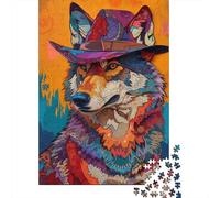 Sombrero de Detective Lobo psicodélico Rompecabezas Puzzle,70x50cm/1000pcsAdulto Juego EduGatoivo Decoración del Hogar